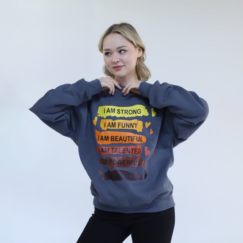 بيبو سويت شيرت مطبوع نسائي _بترولي - Image 1