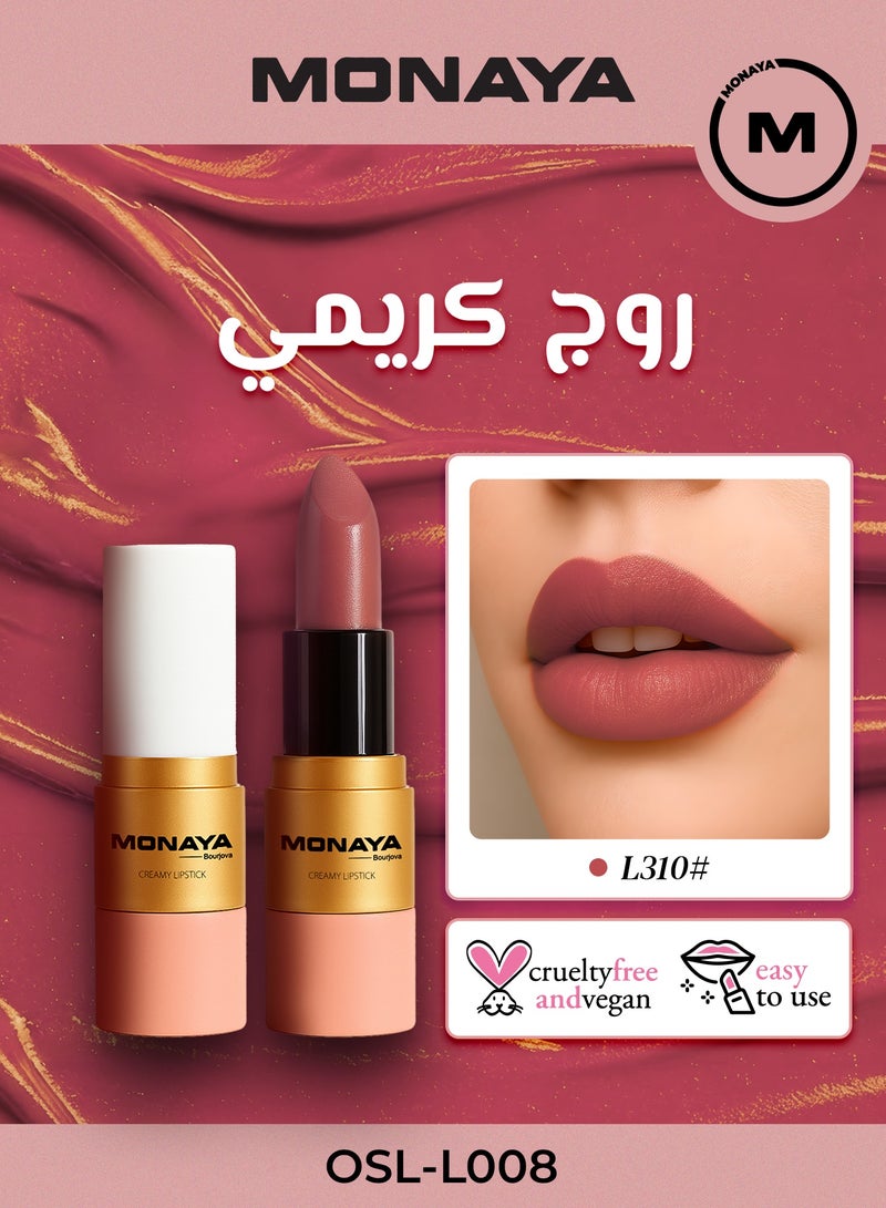 مونايا L008 روج كريمي، روج فخم لامع، تركيبة كريمية لشفايف ناعمة ومليانة، إحساس مرطب - Image 1