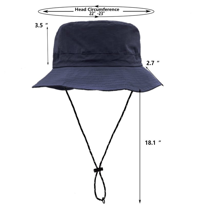 woogwin Waterproof Bucket Rain Hat with Chin Strap Quick Dry Packable Boonie Sun Hat Safari Hat UV Protection(Navy) - Image 4