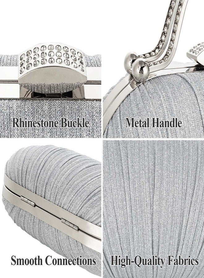 jessie Evening Bags and Clutches, Women's Evening Handbags Rhinestone Cocktail Prom Formal Clutch Purses for Women Wedding (Silver) - Image 5