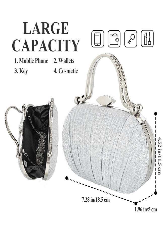 jessie Evening Bags and Clutches, Women's Evening Handbags Rhinestone Cocktail Prom Formal Clutch Purses for Women Wedding (Silver) - Image 4