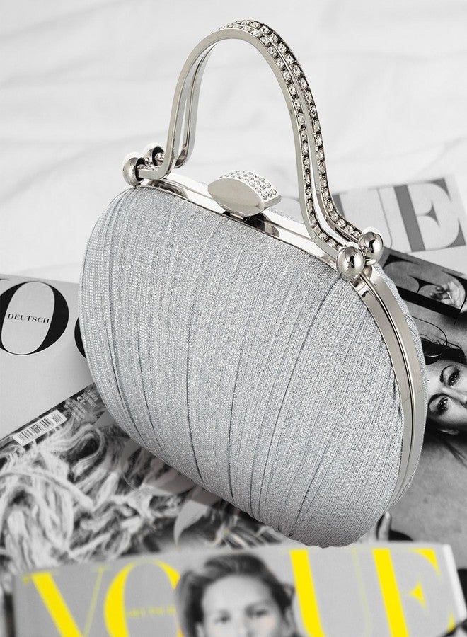 jessie Evening Bags and Clutches, Women's Evening Handbags Rhinestone Cocktail Prom Formal Clutch Purses for Women Wedding (Silver) - Image 2