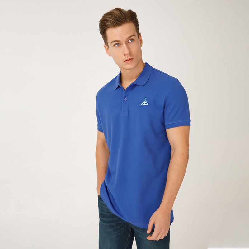 Anemoss Blue Sailboat Men's Polo Collar T-shirt, Short Sleeve Golf Tennis Tshirt, 100% Cotton, S Size, Blue - Image 4