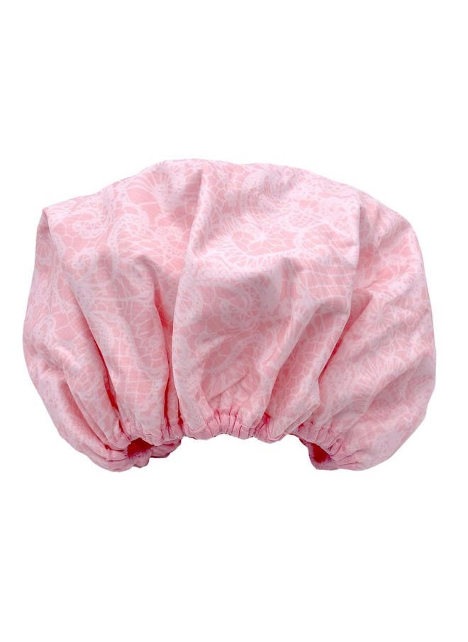 Betty Dain Reusable Nylon Shower Cap & Bath Cap, Reversible Oversized Waterproof Shower Caps Large Designed for all Hair Lengths w Terry Lining & Elastic Band Stretch Hem Hair Hat - Socialite Pretty in Pink Lace  - Image 3