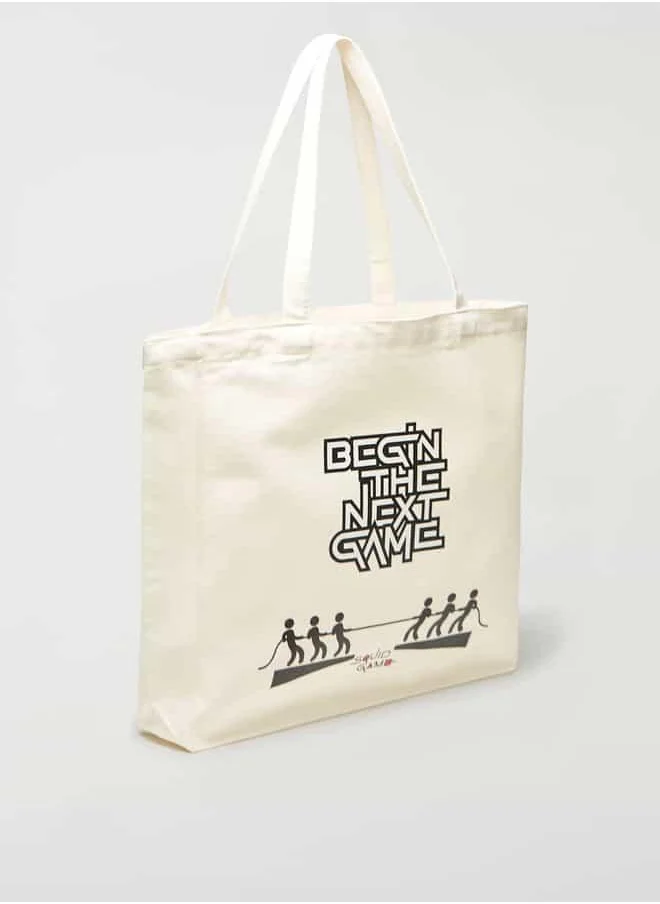 SP Characters Typographic Print Shopper Bag with Double Handle