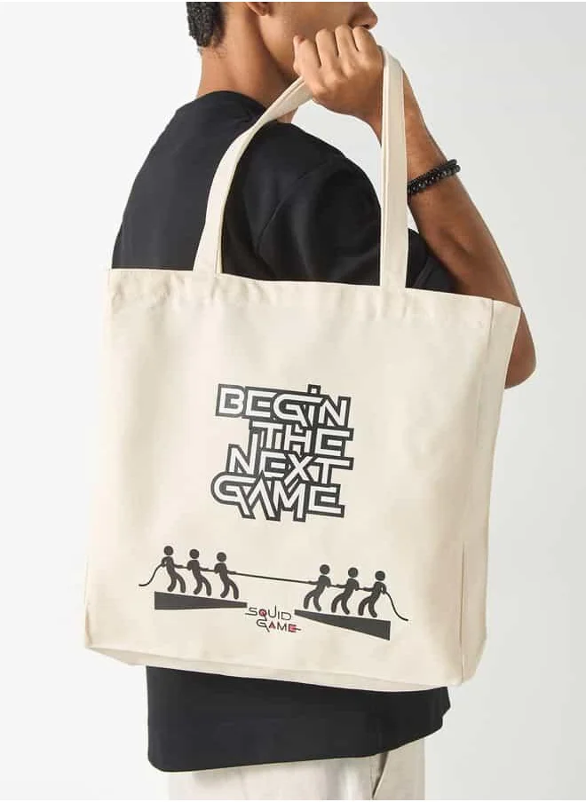 اس بي كاركترز Typographic Print Shopper Bag with Double Handle