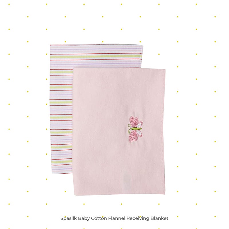 Spasilk Receiving Baby Blanket, 100% Cotton Flannel Blanket, Pack of 4, Pink - Image 2