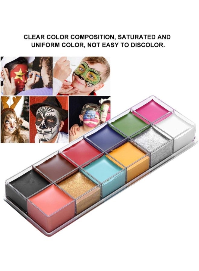 klarako Professional Body Makeup 12 Colors, Oil Painting Body Paint Facial Paint Kit Dramatic Special Effects Facial Makeup Fat Paint for Santa Christmas Cosplay Parties - Image 3
