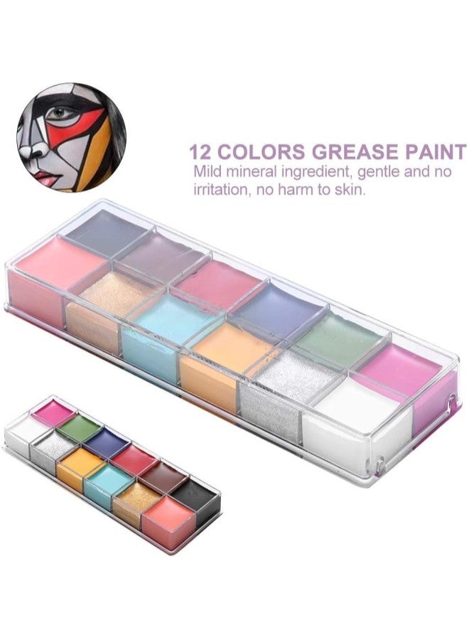 klarako Professional Body Makeup 12 Colors, Oil Painting Body Paint Facial Paint Kit Dramatic Special Effects Facial Makeup Fat Paint for Santa Christmas Cosplay Parties - Image 2