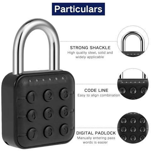 Jukusa 6 Digit Password Locker Lock Aluminum Alloy Code Digital Padlock, Push Button Safe Security Padlock, Combination Padlock for Gym and School Lockers(Black) - Image 4