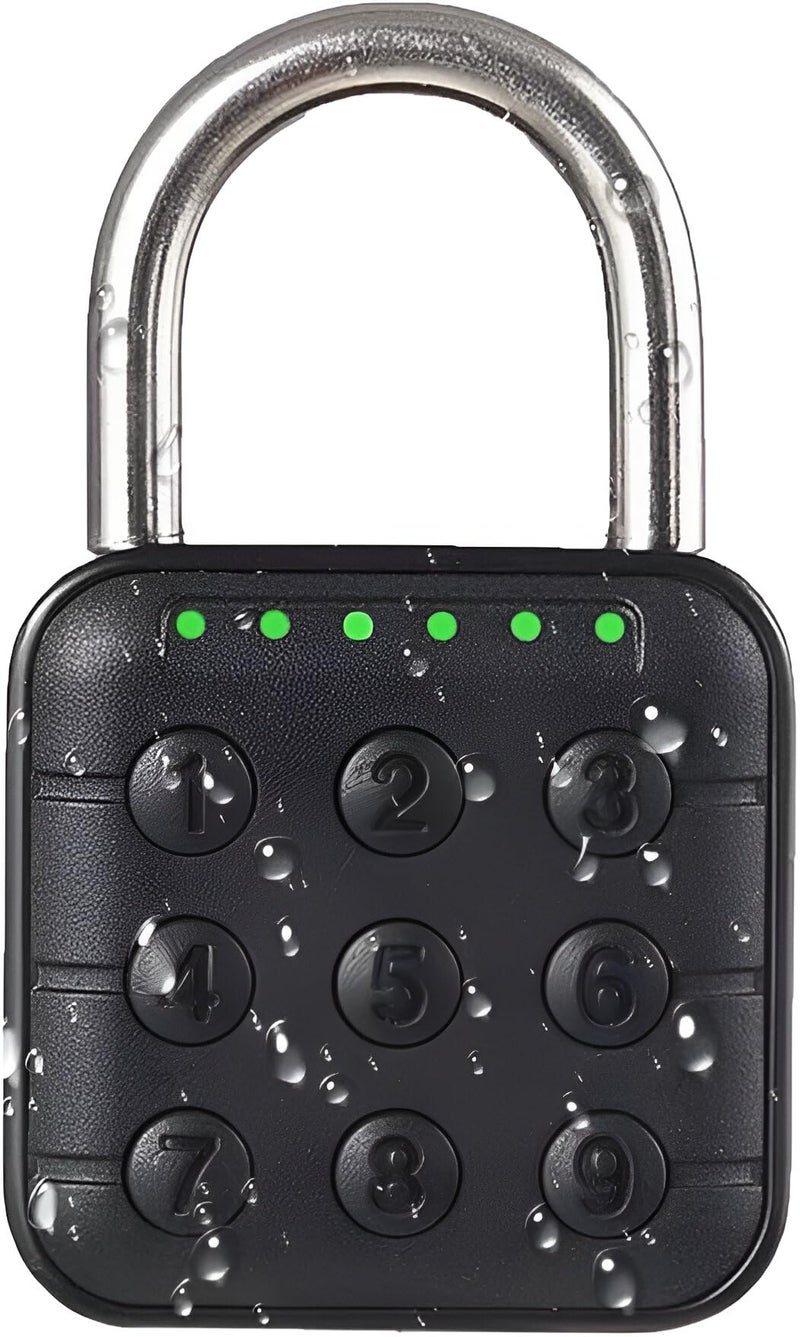 Jukusa 6 Digit Password Locker Lock Aluminum Alloy Code Digital Padlock, Push Button Safe Security Padlock, Combination Padlock for Gym and School Lockers(Black) - Image 1