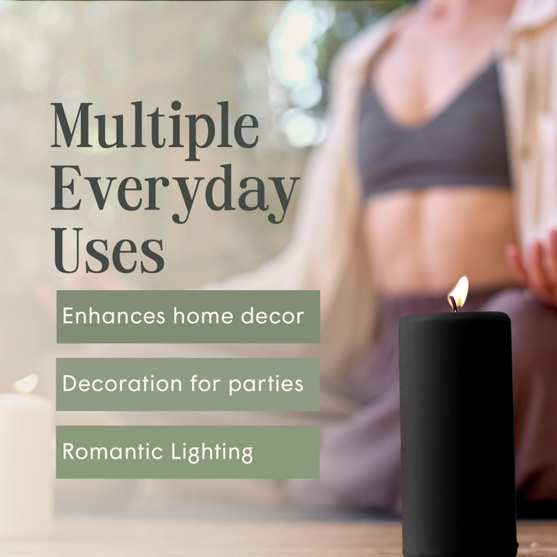 Mister Candle Dripless Unscented Pillar Candles, Set of 3 Hand Poured Black Pillar Candles, Solid Color for Home Decor, Premium Wax, 8 0 Hr Burn Time, 3x6 Inch - Image 5