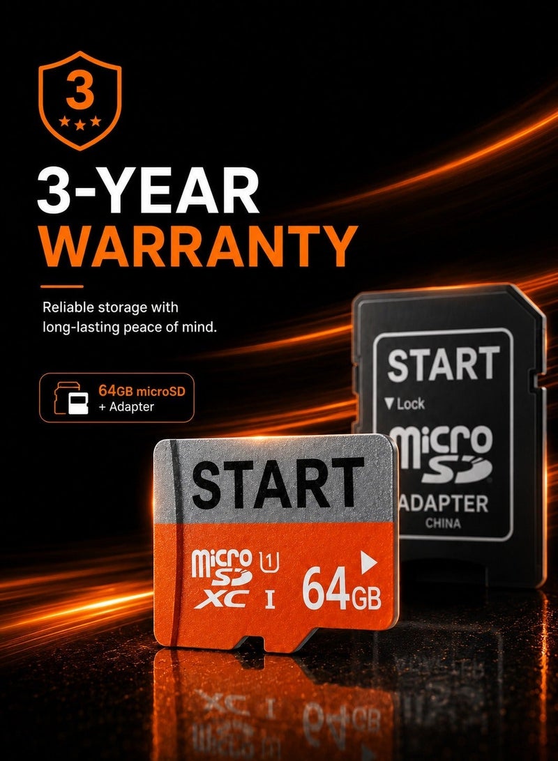 START Original 64GB microSDXC Memory Card with SD Adapter, Full HD Recording Support, Waterproof & Shockproof, Compatible with Android Phones, Cameras, Tablets & Computers, 3-Year Warranty - Image 4