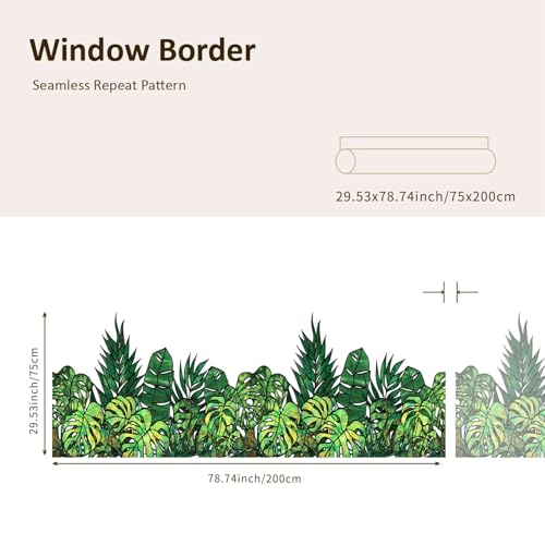 ChicSkin Original Hand Drawn Window Cling Film Stained Glass Border with Tools, Double Sided Transparent Window Film Haning Plants for Glass Window, Front Door, Monstera and Palm 16.93"X54.33" - Image 3