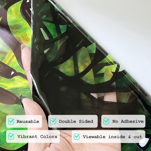 ChicSkin Original Hand Drawn Window Cling Film Stained Glass Border with Tools, Double Sided Transparent Window Film Haning Plants for Glass Window, Front Door, Monstera and Palm 16.93"X54.33" - Image 4