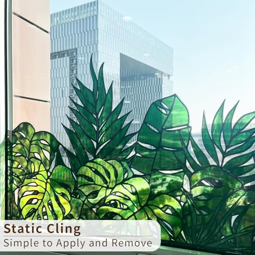 ChicSkin Original Hand Drawn Window Cling Film Stained Glass Border with Tools, Double Sided Transparent Window Film Haning Plants for Glass Window, Front Door, Monstera and Palm 16.93"X54.33" - Image 5