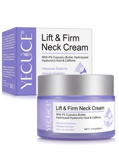 Yecuce 50ml Lift & Firm Neck Cream Neck Firming And Lifting Cream with 4% Cupuacu Butter Hydrolyzed Hyaluronic Acid & Caffeine Deeply Hydrates Moisturize & Smooths Reduce Sagging & Wrinkles  - Image 1