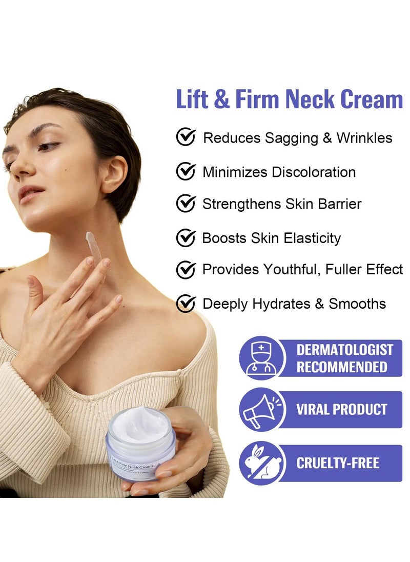 Yecuce 50ml Lift & Firm Neck Cream Neck Firming And Lifting Cream with 4% Cupuacu Butter Hydrolyzed Hyaluronic Acid & Caffeine Deeply Hydrates Moisturize & Smooths Reduce Sagging & Wrinkles  - Image 2