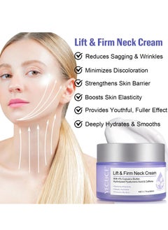 Yecuce 50ml Lift & Firm Neck Cream Neck Firming And Lifting Cream with 4% Cupuacu Butter Hydrolyzed Hyaluronic Acid & Caffeine Deeply Hydrates Moisturize & Smooths Reduce Sagging & Wrinkles  - Image 5