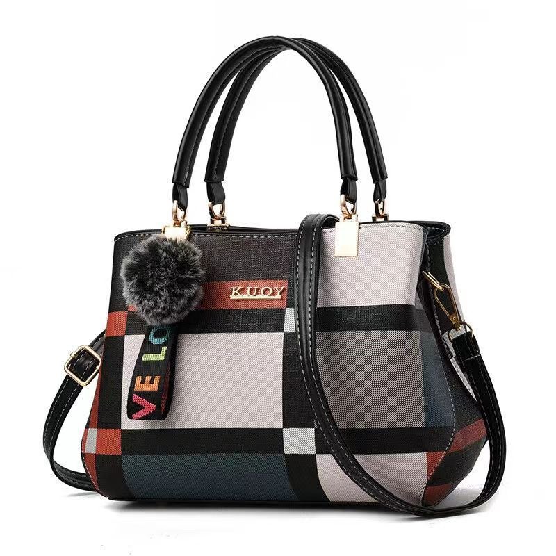 New Fashion Casual Women'S Bag Square Color Contrast Trendy Large Capacity Handbag Textile All-Match Crossbody Bag - Image 2