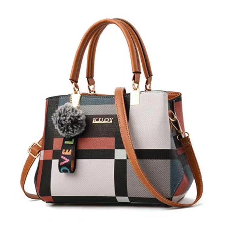 New Fashion Casual Women'S Bag Square Color Contrast Trendy Large Capacity Handbag Textile All-Match Crossbody Bag - Image 4