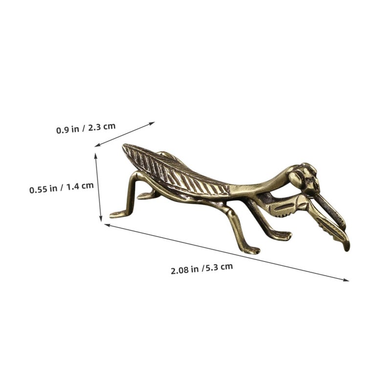 Brass Praying Mantis Sculpture Retro Desktop Decoration For Home Office Display - Image 3