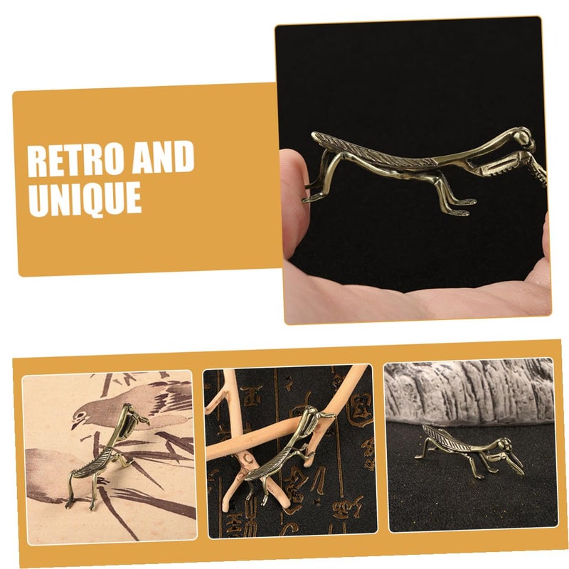 Brass Praying Mantis Sculpture Retro Desktop Decoration For Home Office Display - Image 5
