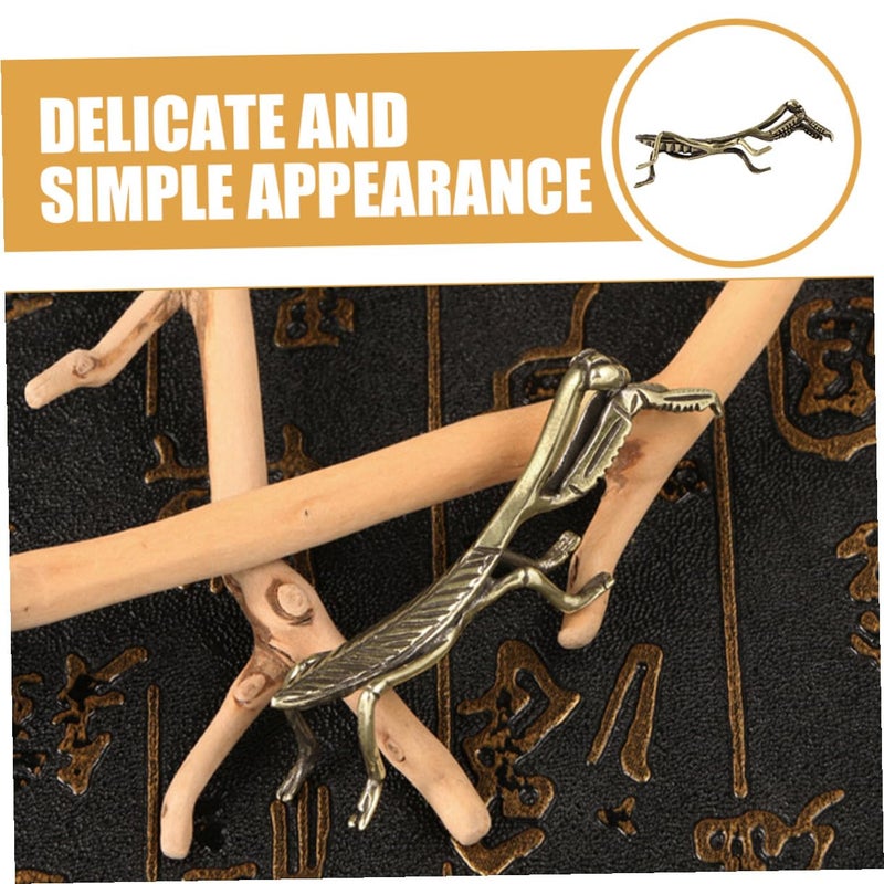Brass Praying Mantis Sculpture Retro Desktop Decoration For Home Office Display - Image 4