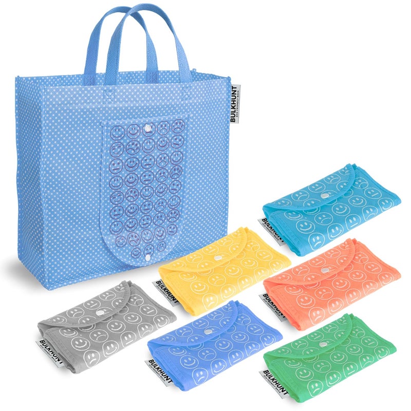 Bulkhunt 6 Pcs Foldable Shopping Bags Combo Reusable Printed Bag with Handle for Grocery Vegetable Household