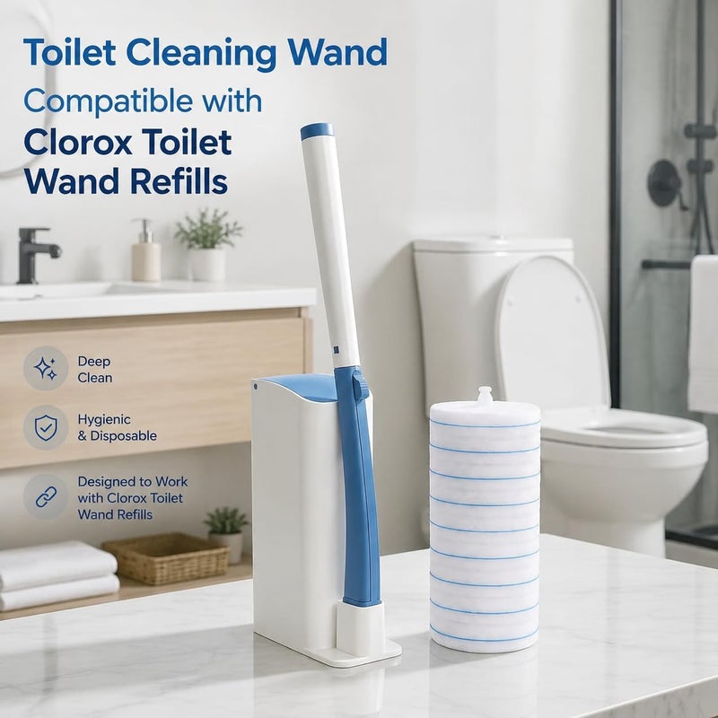 TEITEAI Disposable Toilet Brush Starter Set with 10 Replacement Pads, Touchless Toilet Cleaning System, Compatible with Clorox Toilet Wand Refills for Bathroom Toilets - Image 2