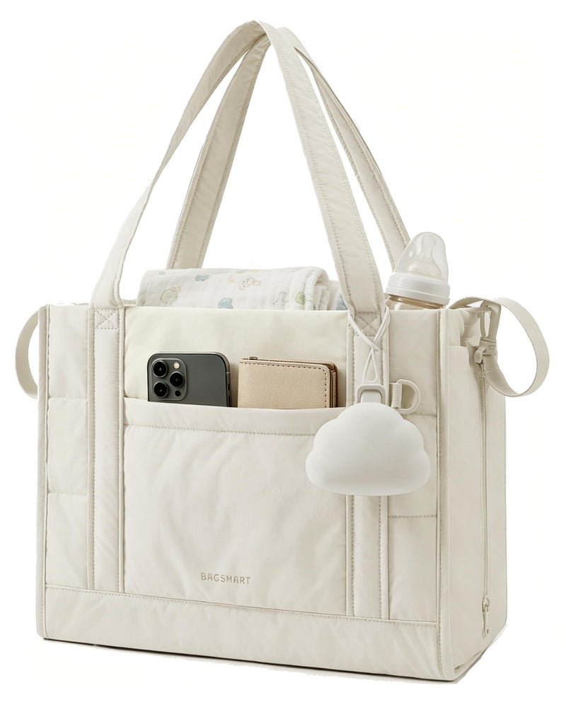 BAGSMART Diaper Bag Tote Puffer Tote Bag Lightweight Baby Bag with Insulated Pockets Pacifier Case Stylish Multifunctional Hospital Bag for Labor and DeliveryTravelWork - Image 2