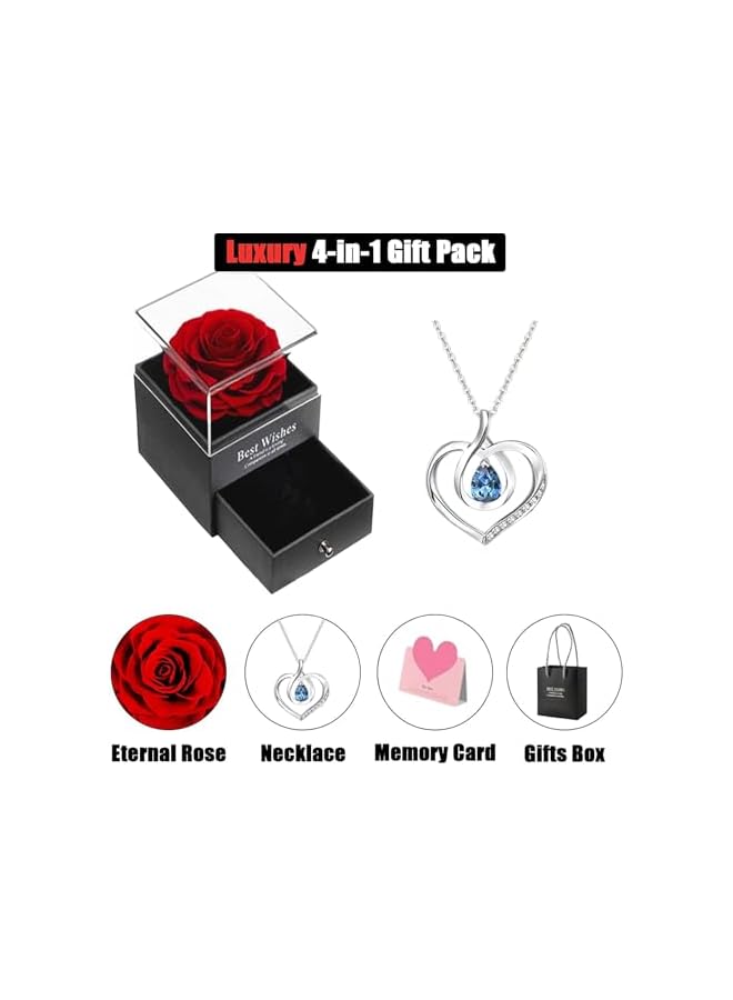 The Bros Eternal Rose with Necklace, Preserved Flower with Pendant, Gifts for Wife, Jewelry Gifts for Women, Sister, Girlfriend on Valentine Day, Birthday, Anniversary, Mother(2) - Image 2