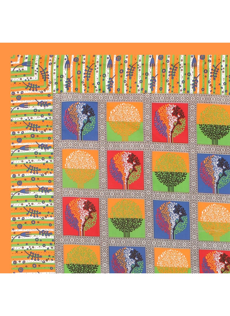 JAIPUR PRINTS JAIPUR PRINTS Cotton Double Bedsheet with 2 Pillow Covers 90x100 inch Multicolour Tree Print Yellow 160 TC  - Image 3