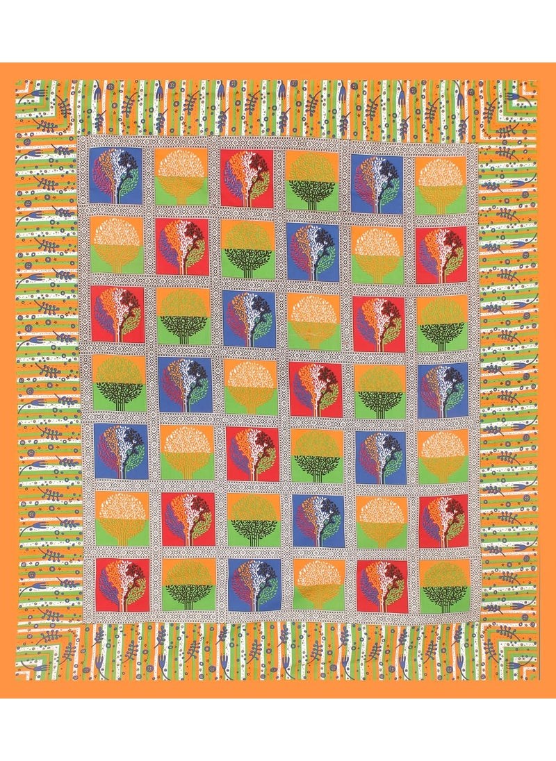 JAIPUR PRINTS JAIPUR PRINTS Cotton Double Bedsheet with 2 Pillow Covers 90x100 inch Multicolour Tree Print Yellow 160 TC  - Image 5