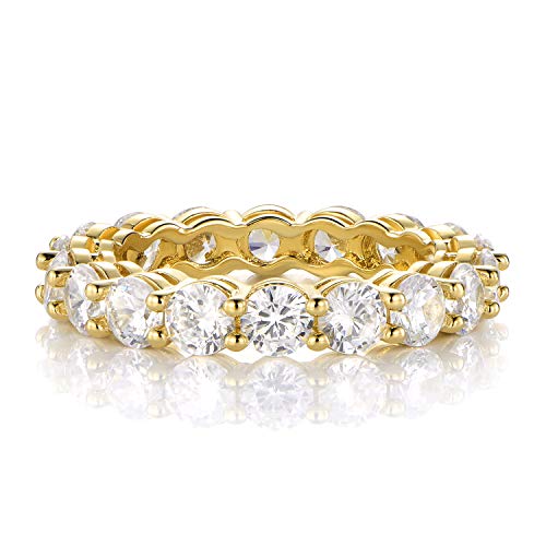 Gemsme 18K Yellow Gold Plated Tennis Necklace/Bracelet/Earrings/Band Ring Sets Pack of 4 (6#) - Image 4