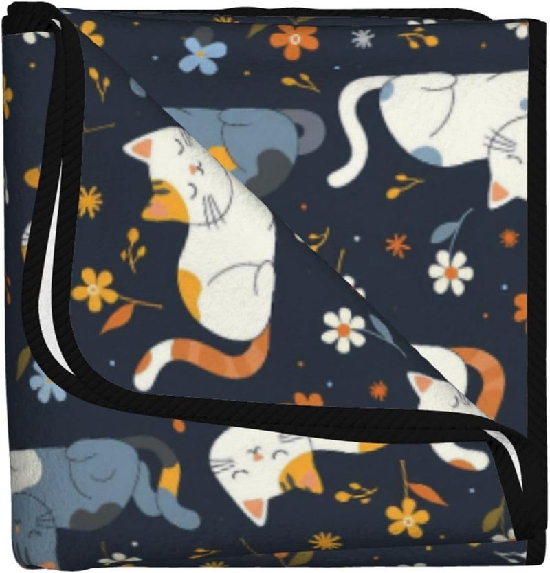 Cartoon Cats and Flowers Print Bath Towels 27”x55” Soft Absorbent Coral Fleece Towels for Bathroom, Quick Dry Bath Towel for Bathroom, Gym, Spa, Pool & Hotel - Image 1