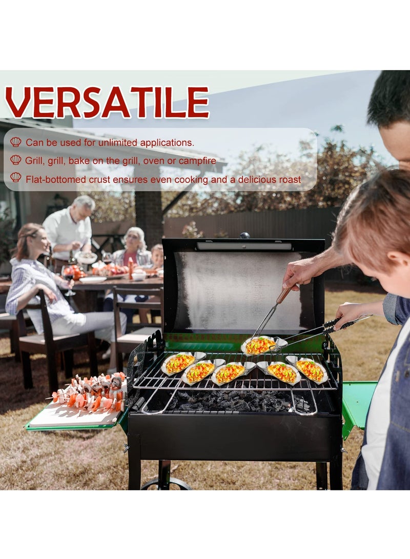 سيوسي 8 Pcs Stainless Steel Oyster Shells, Grillable Oyster Grilling Pan for Cooking Oysters Shrimp Scallops Clams, Reusable Stainless Steel Grilling Pan - Image 5
