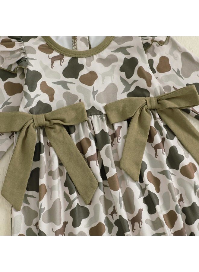 Santikisler Newborn Baby Girl Hunting Outfit Camo Ruffle Long Sleeve Romper Jumpsuit Smocked Bubble One Piece Clothes, Army Green, 0-3 Months - Image 5