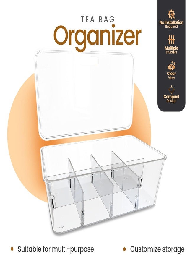 Utopia Home Tea Bag Organizer - Stackable Tea Bag Storage Organizer with Lid (Clear, Pack of 2) - Image 2