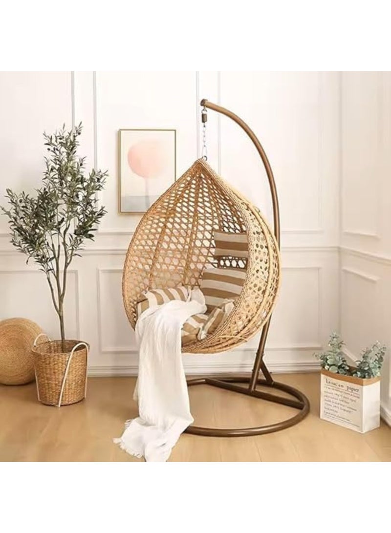 KUSTOMDECO Kustom Deco Rattan Hanging Egg Chair with Stand, Indoor Woven Pod Swing Chair, Cushions Included, Natural  - Image 2