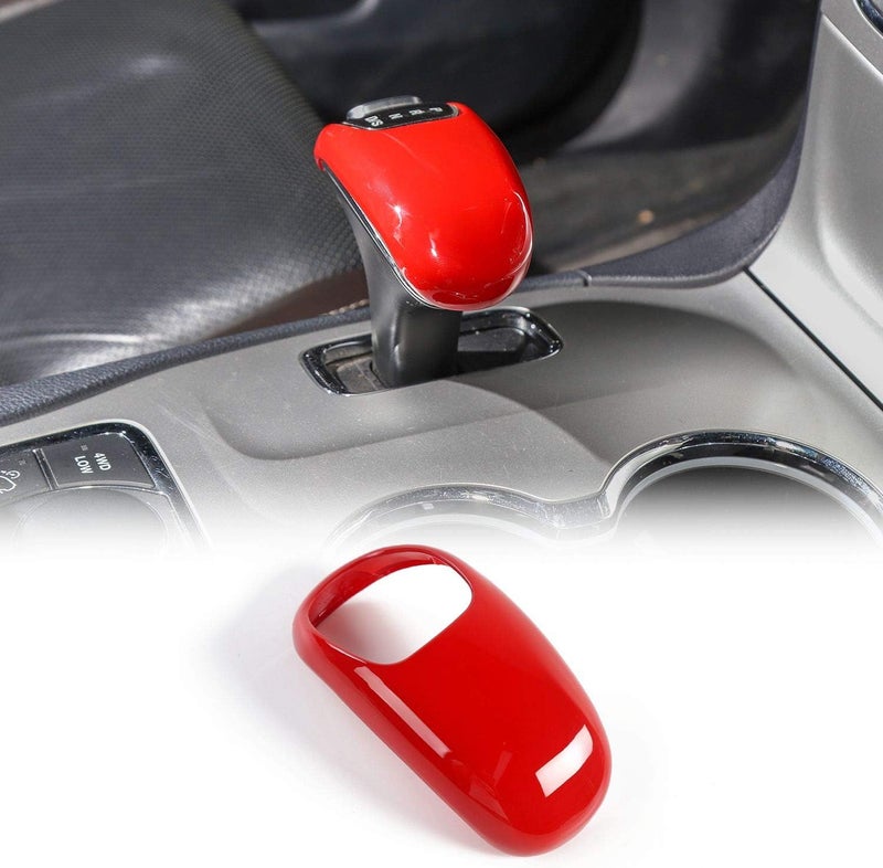 CheroCar Gear Shift Knob Cover Stick Shifter Cap Cover Frame for 2014-2015 Jeep Grand Cherokee, for 2012-2014 Chrysler 300C, Interior Accessories (Red) - Image 2