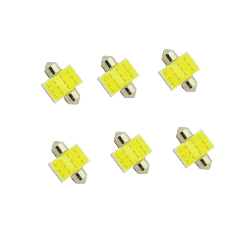 KaberMisr 2020 T11 COB LED Bulbs for Salon and Trunk Light, Suitable for Exterior and Interior Lights for Cars, Super Bright (White 12 LED - 31mm - 6 Pieces)