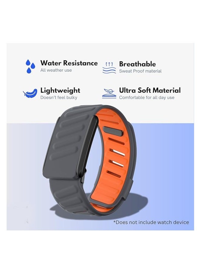 O Ozone Comfort Durable Silicone Wristband Compatible with WHOOP 4.0 Band, Soft Silicone Sports Loop Strap with U Shaped Connector for Men & Women,Grey Orange - Image 2