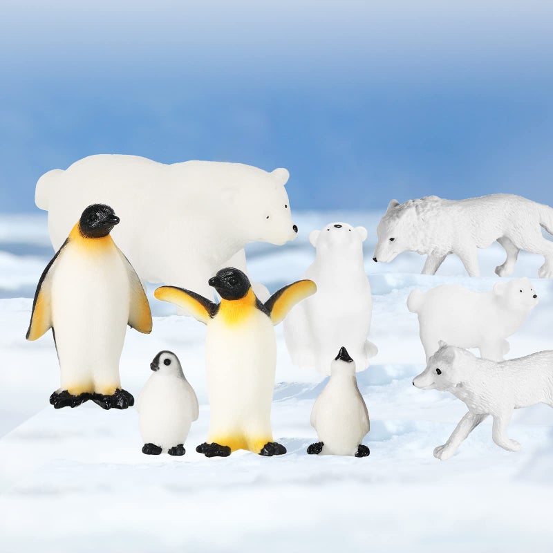 Kasyat 16 Pcs Polar Animals Figurines Antarctic Animals Set Plastic Arctic Toys with White Bear Penguin Figurines Whale Seal Wolf Cat for Over 6 Aged Kid Adult Party Favor(Vivid Style) - Image 3