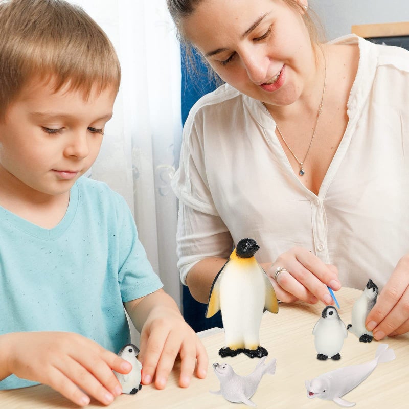 Kasyat 16 Pcs Polar Animals Figurines Antarctic Animals Set Plastic Arctic Toys with White Bear Penguin Figurines Whale Seal Wolf Cat for Over 6 Aged Kid Adult Party Favor(Vivid Style) - Image 4