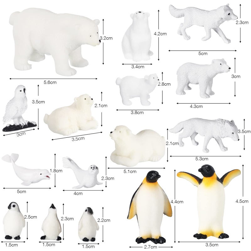 Kasyat 16 Pcs Polar Animals Figurines Antarctic Animals Set Plastic Arctic Toys with White Bear Penguin Figurines Whale Seal Wolf Cat for Over 6 Aged Kid Adult Party Favor(Vivid Style) - Image 2