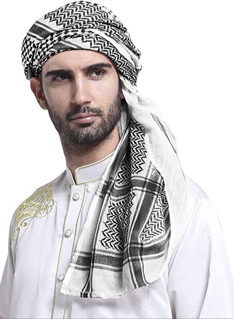 Men Arab Shemagh Headscarf Muslim Dubai Casual Headwear Scarf Neck Wrap Head Cover Turban Cap - Image 1