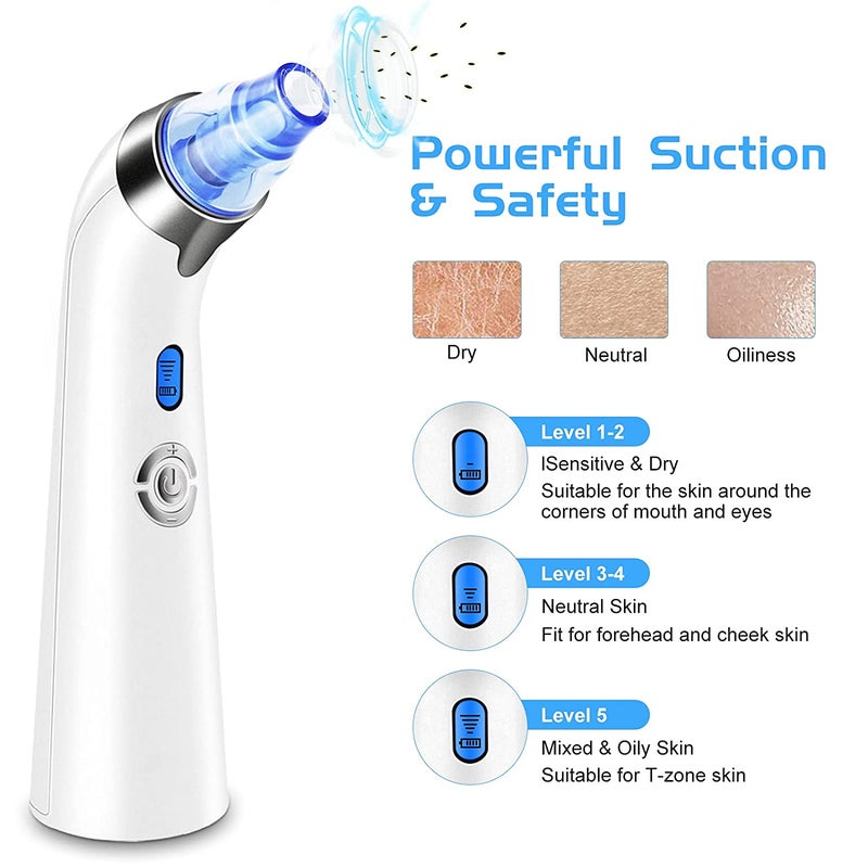 Blackhead Remover Vacuum, Pore Suction Facial Skin Vacuum Tool Blackhead Vacuum Valentines Day Gifts for Her Women Him Men (Blue) - Image 2