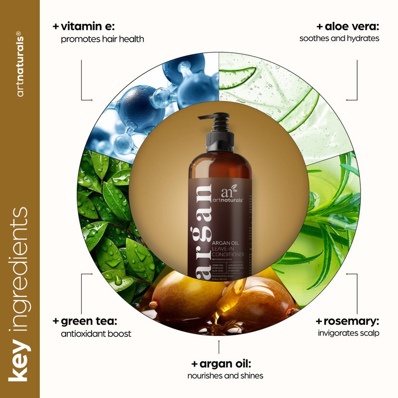 artnaturals بلسم الشعر أرتناتشورالز بزيت الأركان - (12 أونصة سائلة / 355 مل) - مصنوع من مكونات عضوية وطبيعية - لجميع أنواع الشعر - علاج للشعر التالف، الجاف، المعالج بالألوان وفقدان الشعر (ANHA-0802) - Image 4