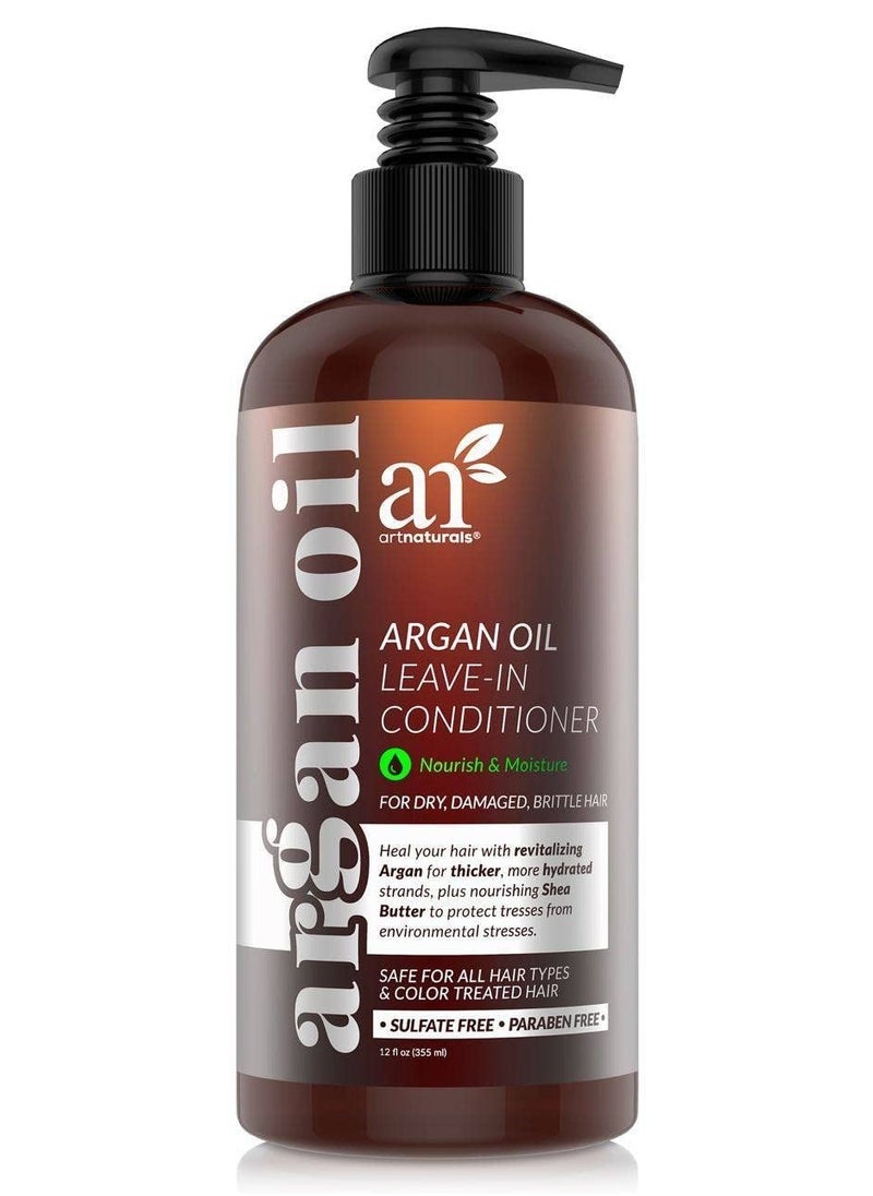 artnaturals - Artnaturals Argan Oil Leave-In Conditioner - (12 Fl Oz / 355ml) - Made with Organic and Natural Ingredients - for All Hair Types – Treatment for Damaged, Dry, Color Treated and Hair Loss (ANHA-0802) - Image 1
